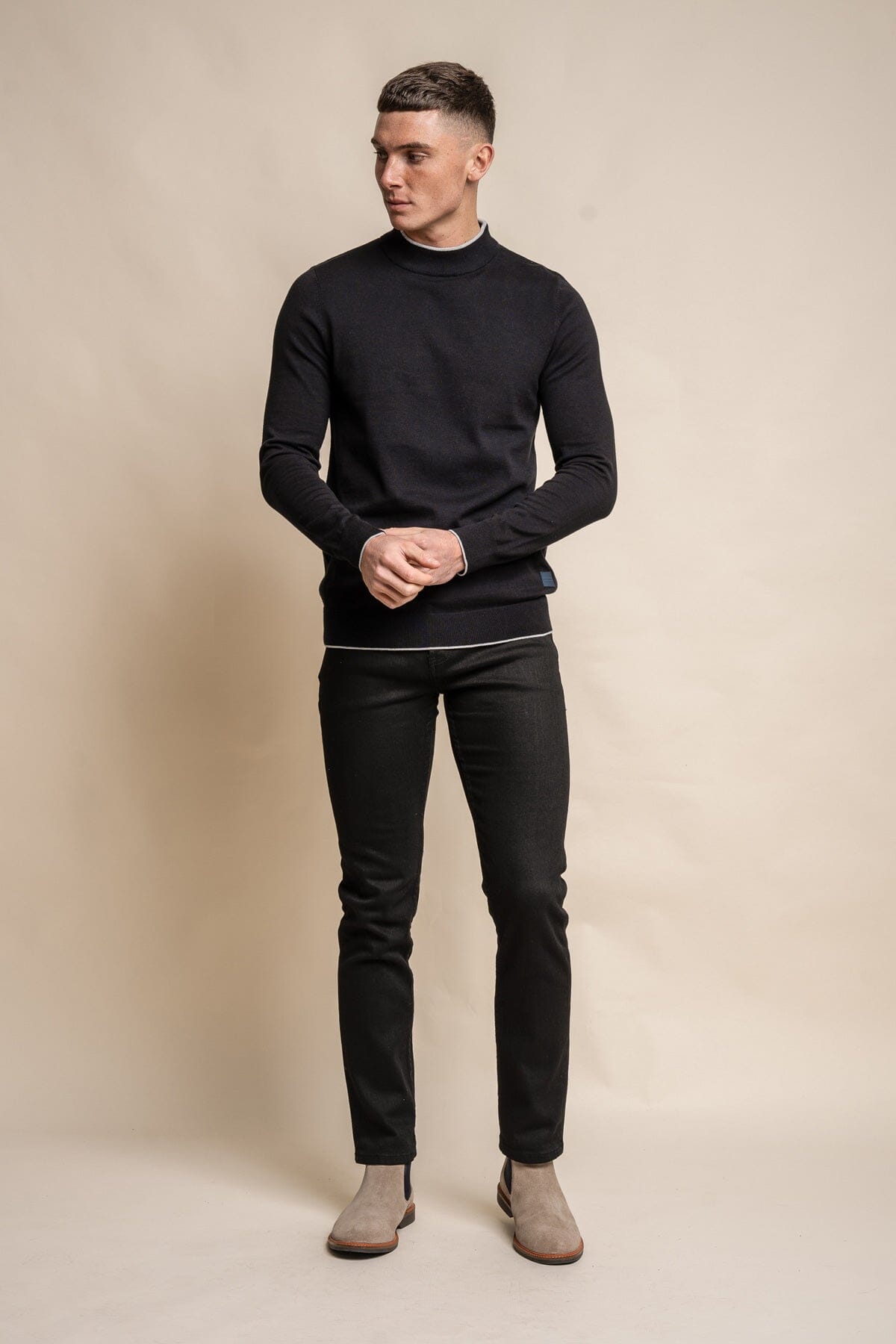 Rio Black Turtle Neck Jumper - Jumpers - 