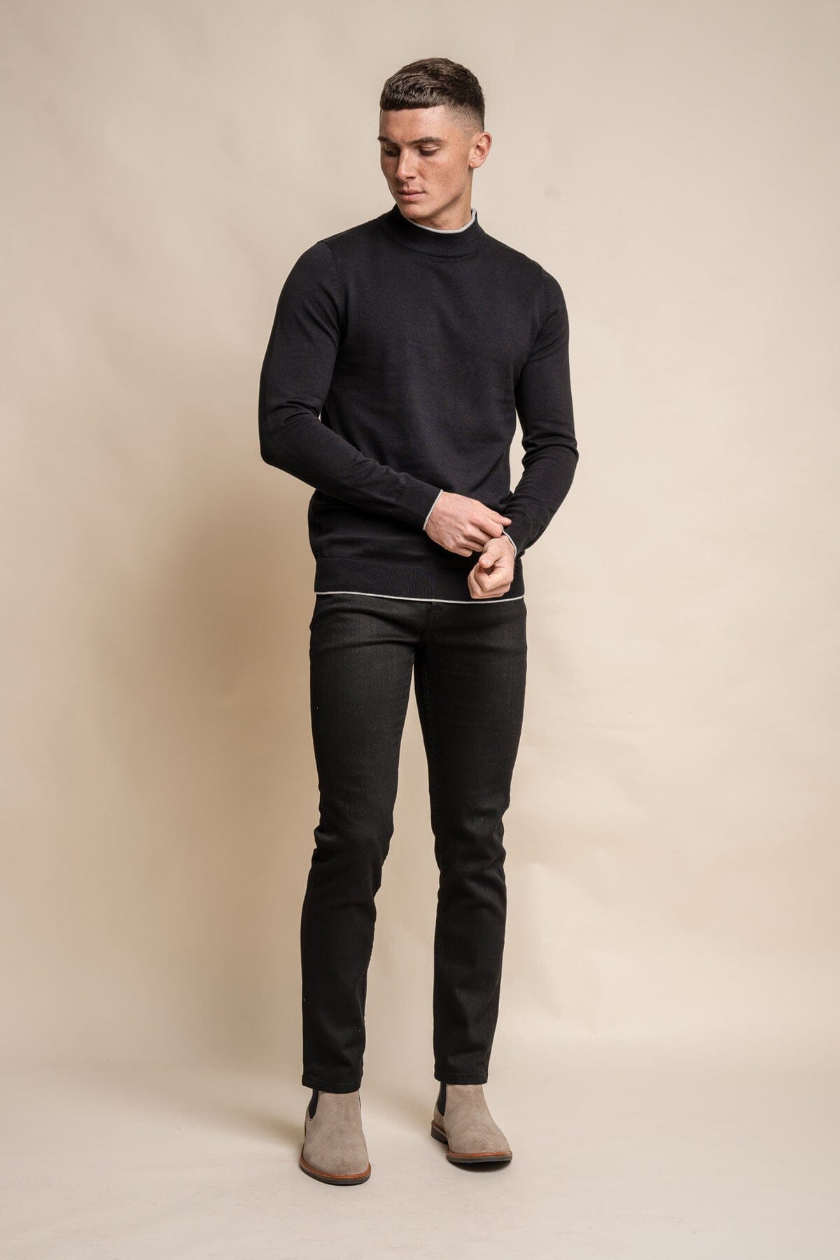 Rio Black Turtle Neck Jumper - Jumpers - 