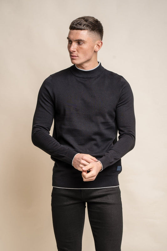 Rio Black Turtle Neck Jumper - Jumpers - S 
