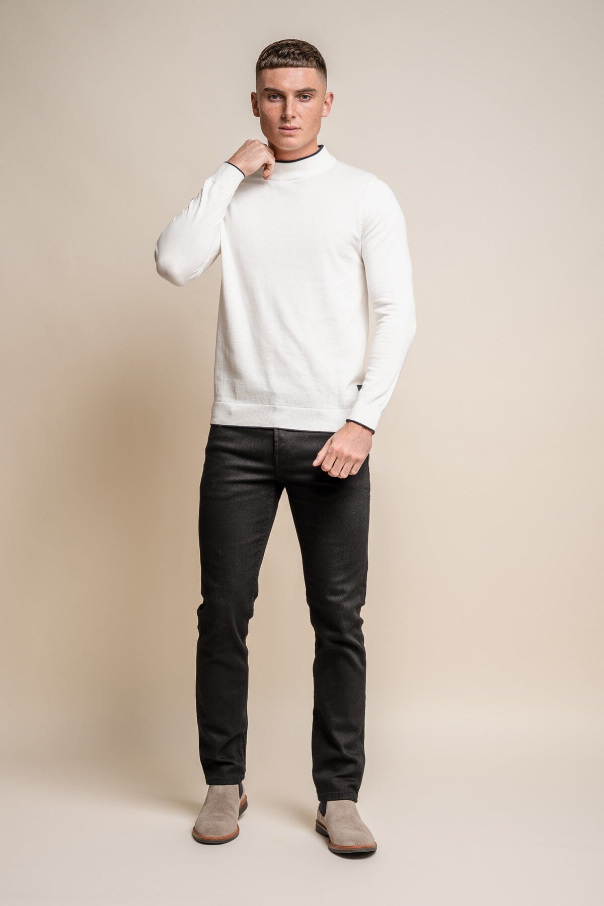 Rio Ecru Turtle Neck Jumper - Jumpers - 