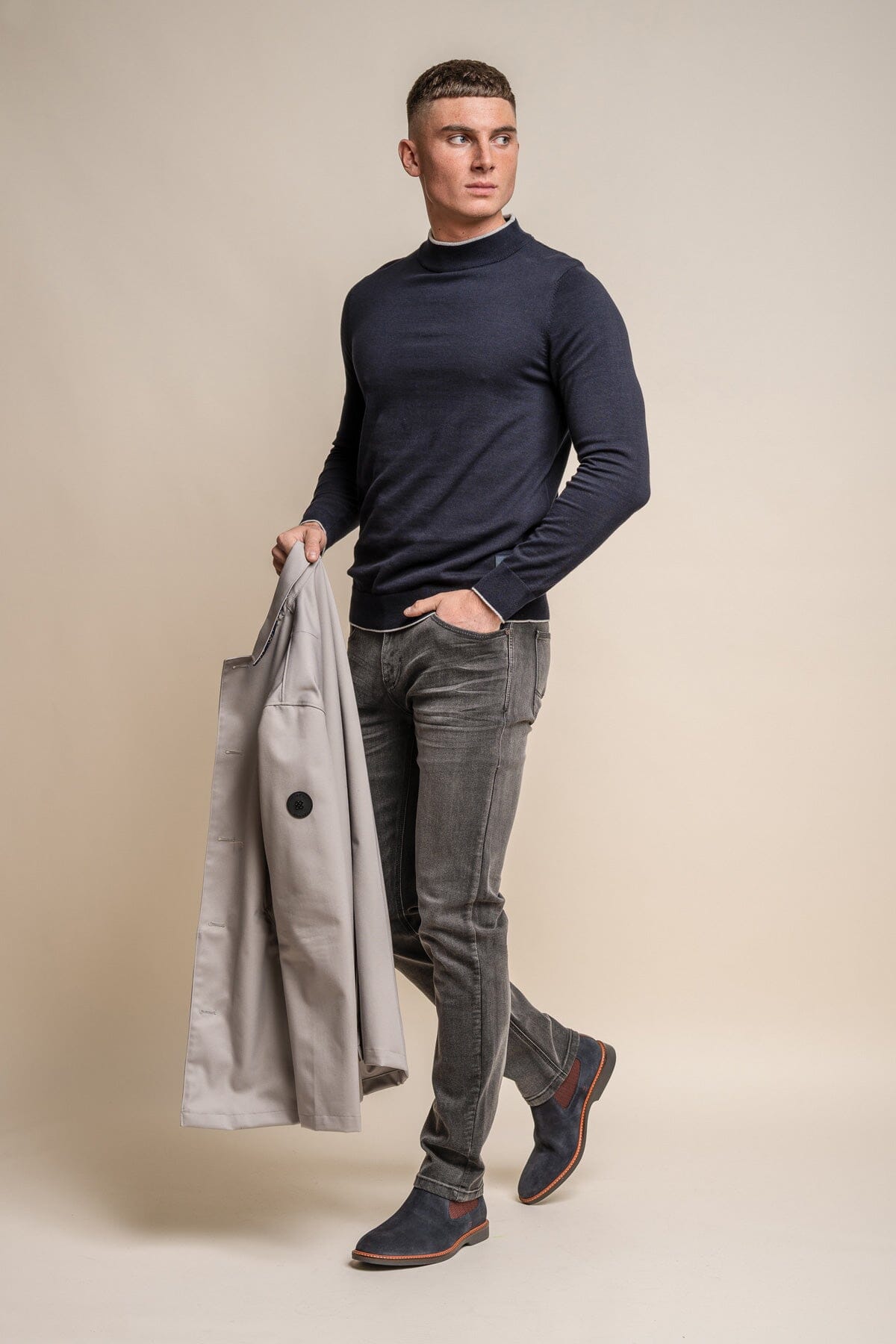 Rio Navy Turtle Neck Jumper - Jumpers - 