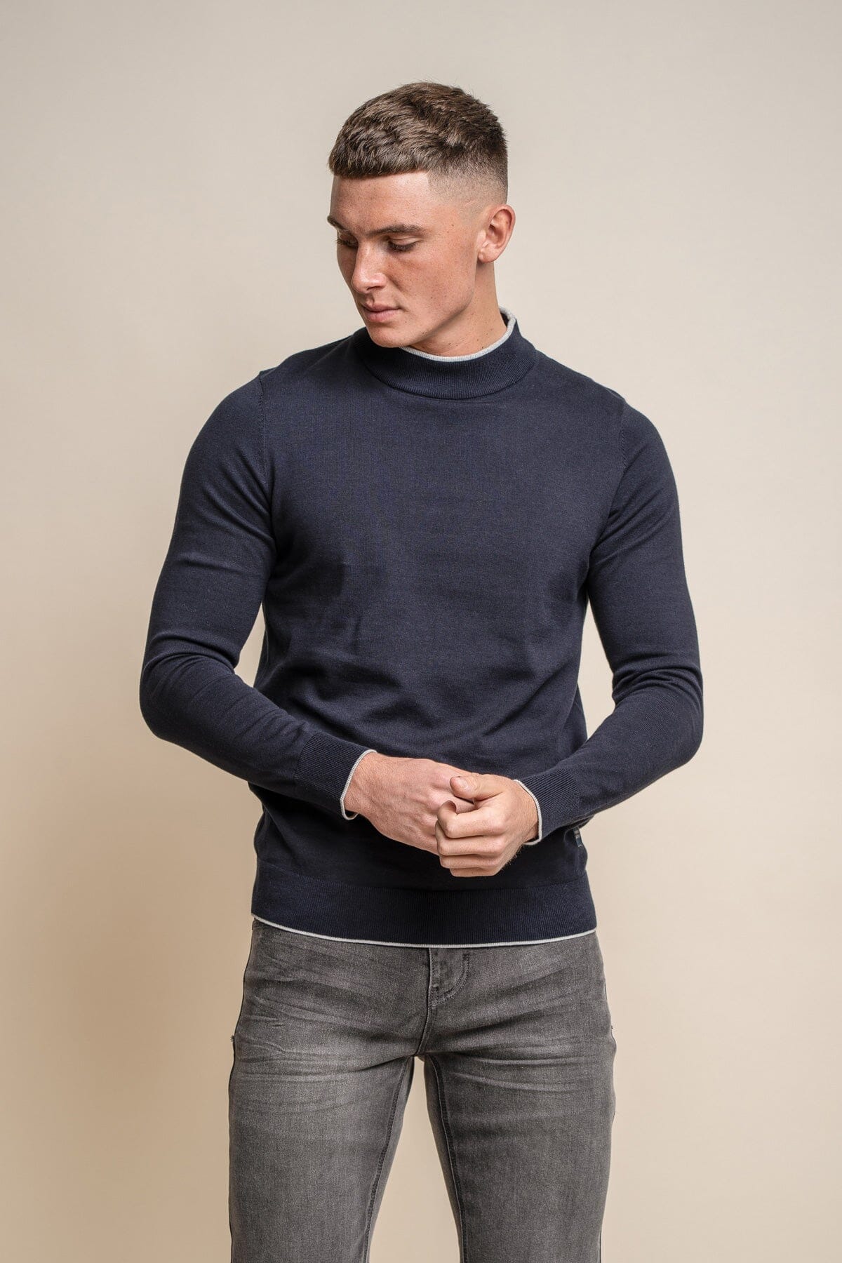 Rio Navy Turtle Neck Jumper - Jumpers - S 