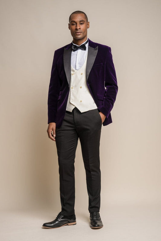 Rosa Purple Velvet 3 Piece Tuxedo Suit - Suits - - THREADPEPPER