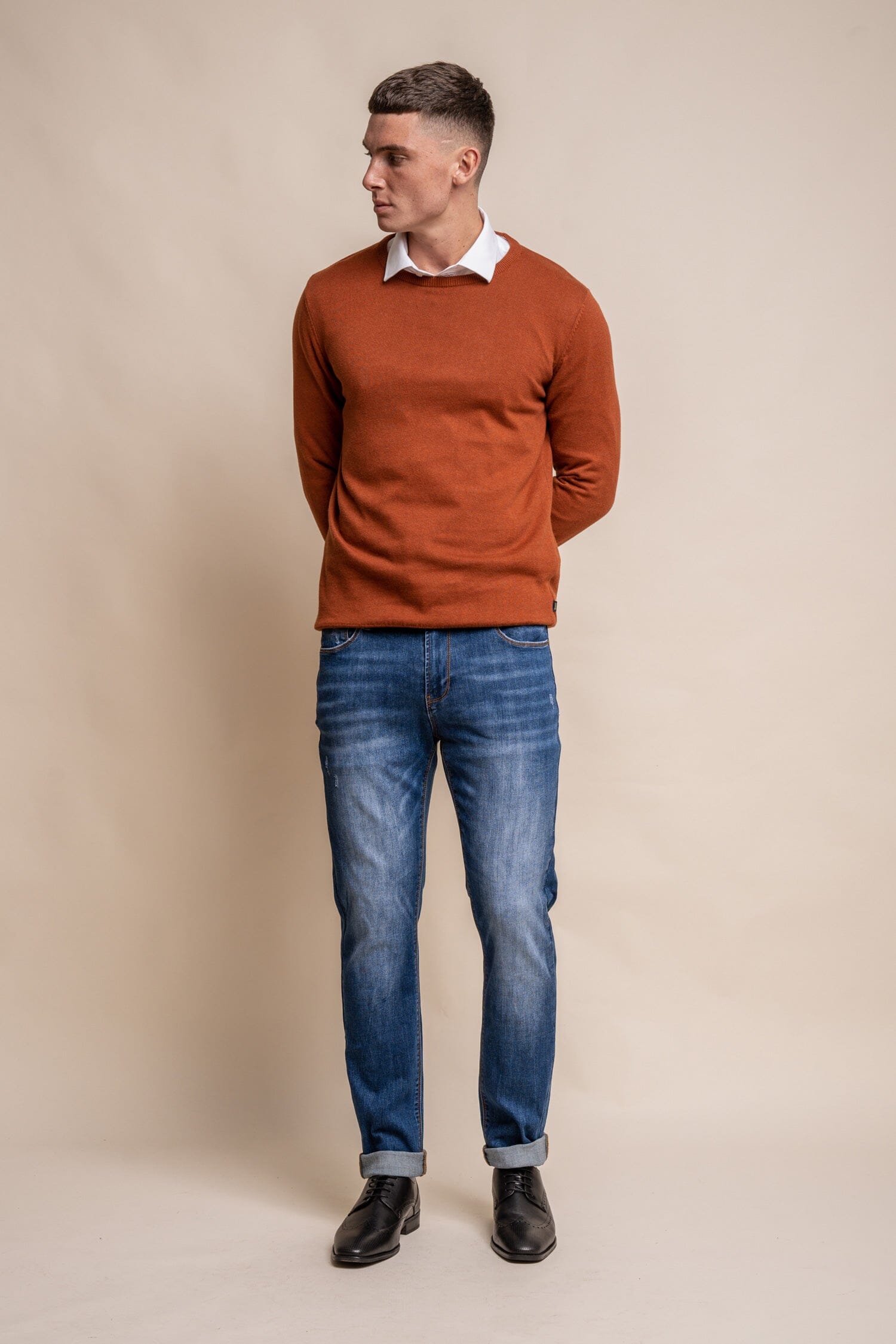 Rustic Orange Crewneck Jumper - Jumpers - - THREADPEPPER