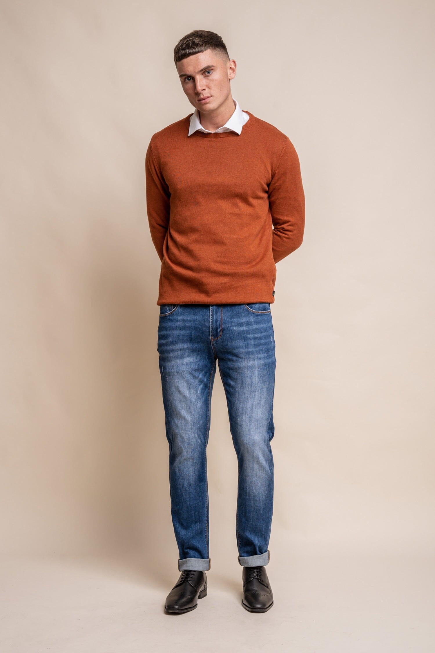Rustic Orange Crewneck Jumper - Jumpers - - THREADPEPPER