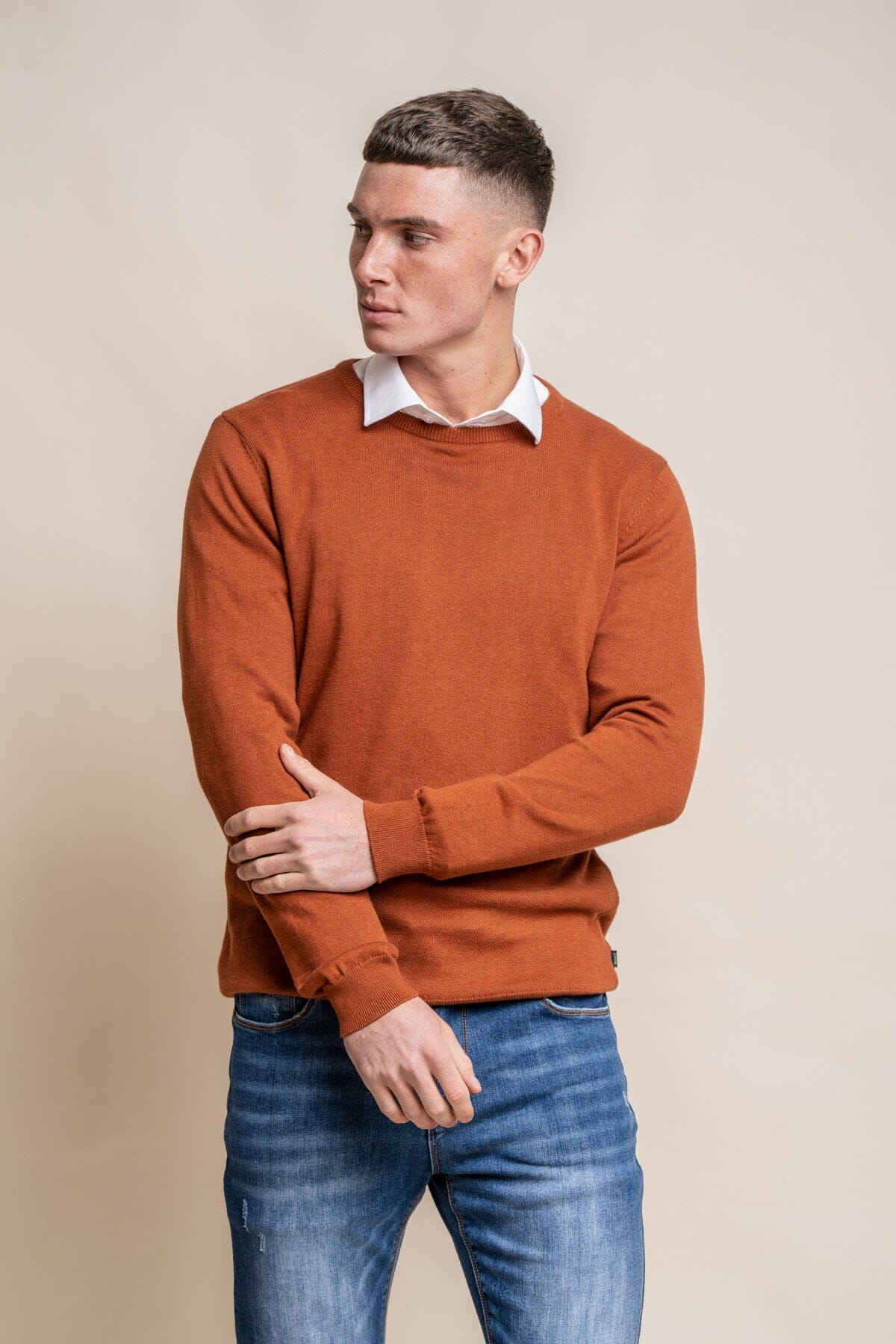 Rustic Orange Crewneck Jumper - Jumpers - - THREADPEPPER