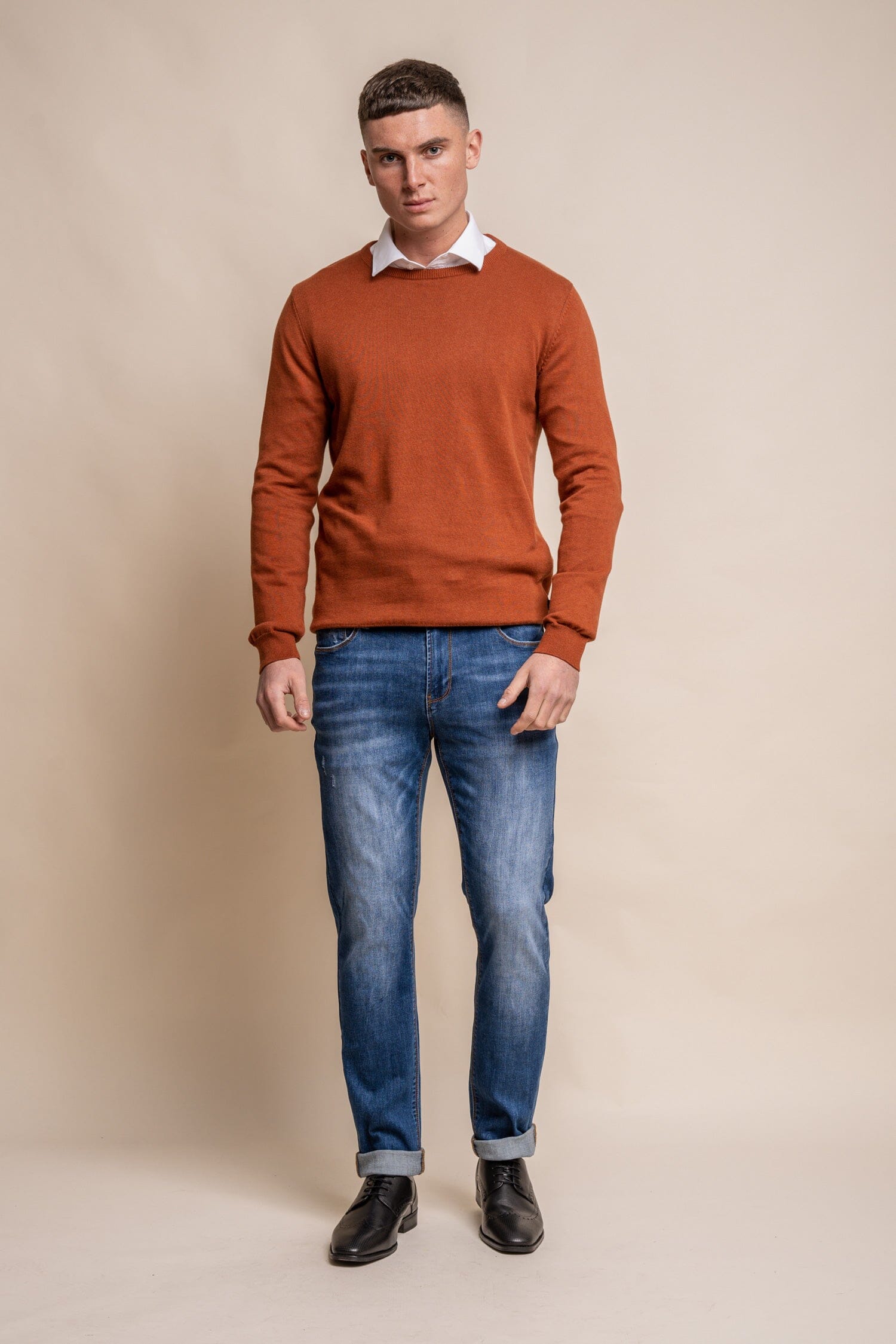 Rustic Orange Crewneck Jumper - Jumpers - - THREADPEPPER