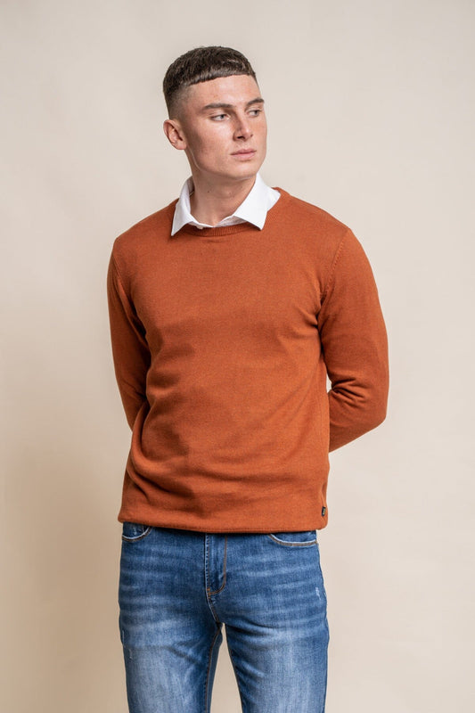 Rustic Orange Crewneck Jumper - Jumpers - S - THREADPEPPER