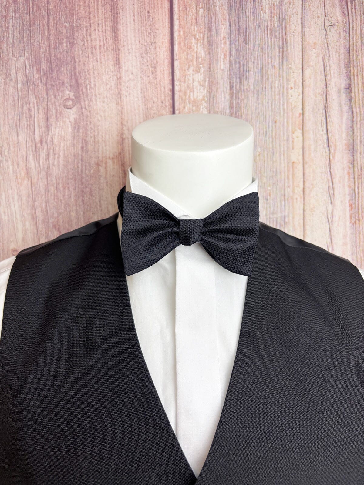 Single End Black Barathea Self-Tie Bow Tie - Formalwear - 