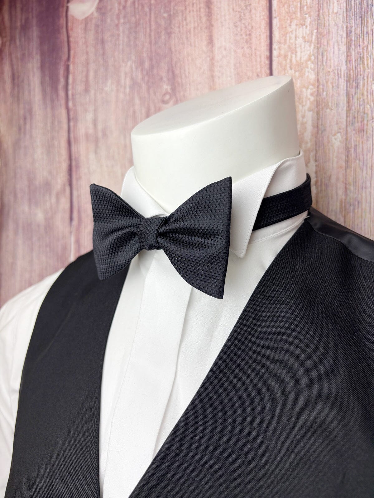 Single End Black Barathea Self-Tie Bow Tie - Formalwear - 