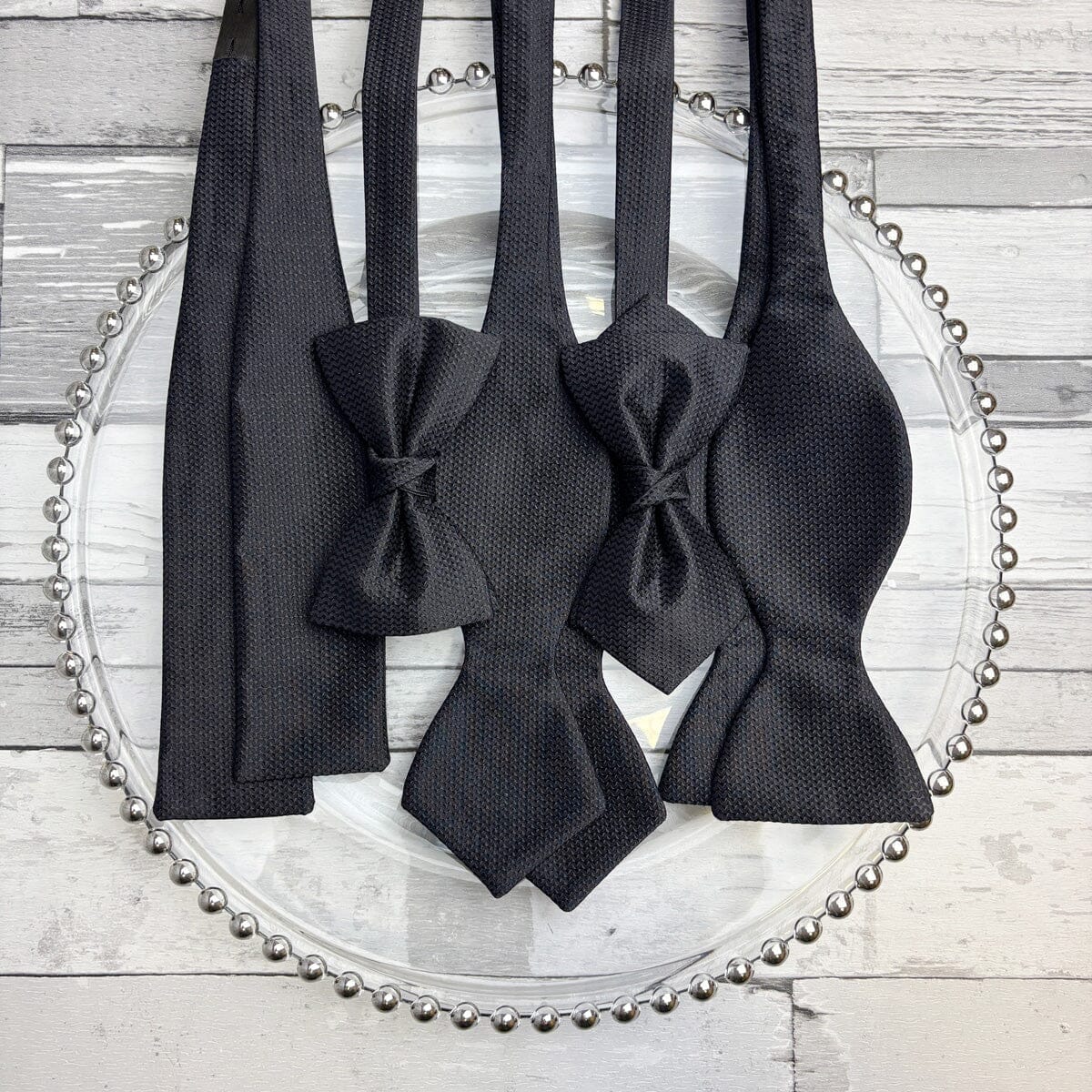 Single End Black Barathea Self-Tie Bow Tie - Formalwear - 