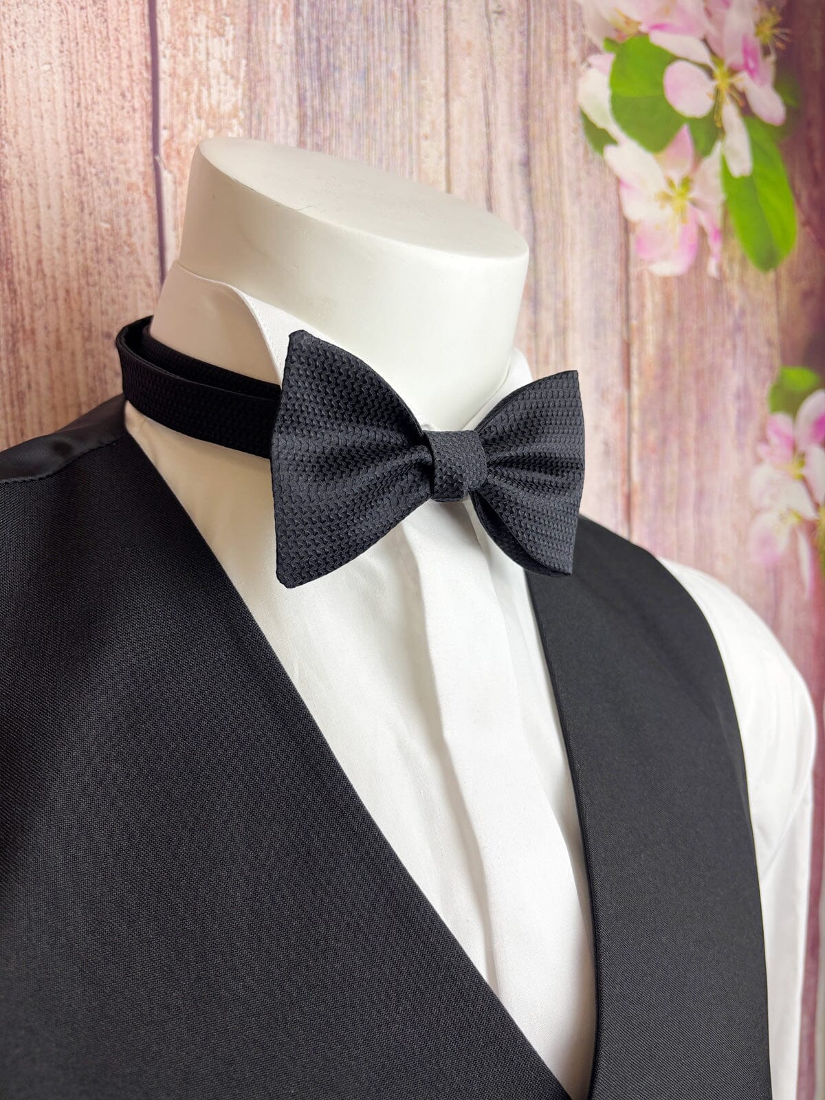 Single End Black Barathea Self-Tie Bow Tie - Formalwear - 