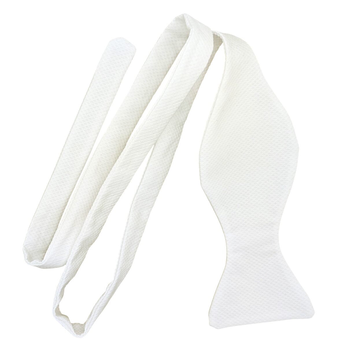 Single End White Marcella Self-Tie Bow Tie - Formalwear - 