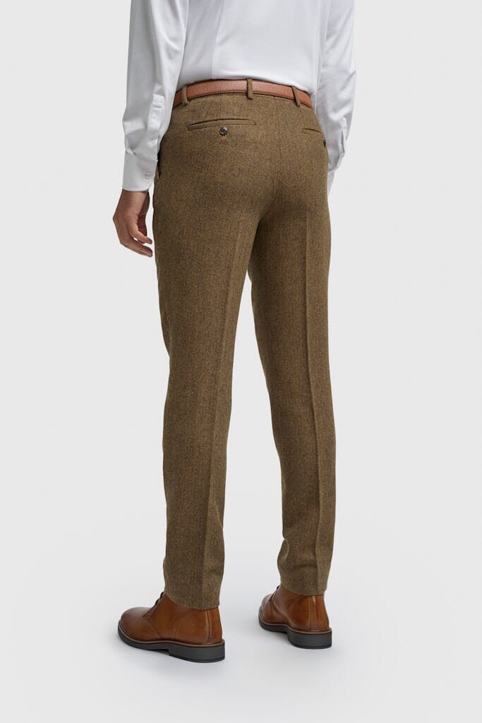 Thomas Brown Herringbone Trousers - Trousers - 