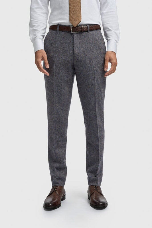 Thomas Grey Herringbone Trousers - Trousers - 28R 