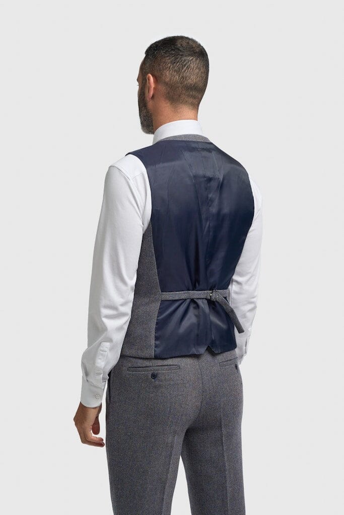 Thomas Grey Herringbone Waistcoat - Waistcoats - 