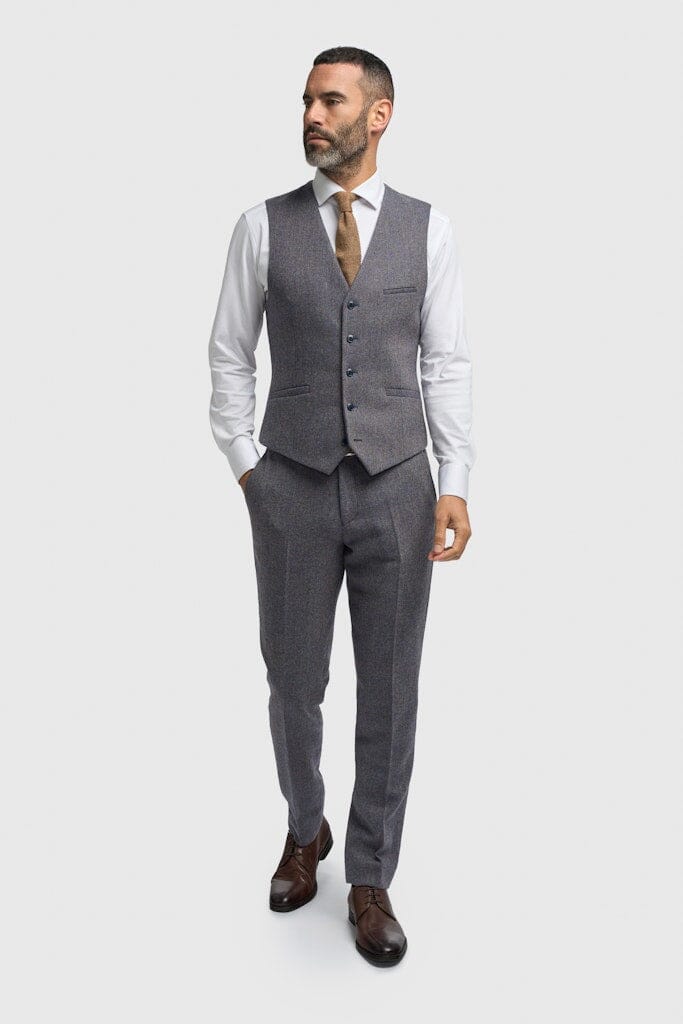 Thomas Grey Herringbone Waistcoat - Waistcoats - 