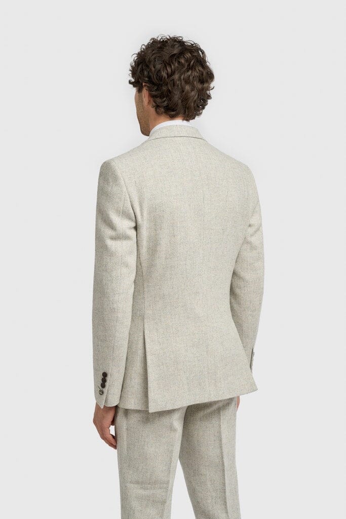 Thomas Pearl Grey Herringbone 3 Piece Suit - Suits - 