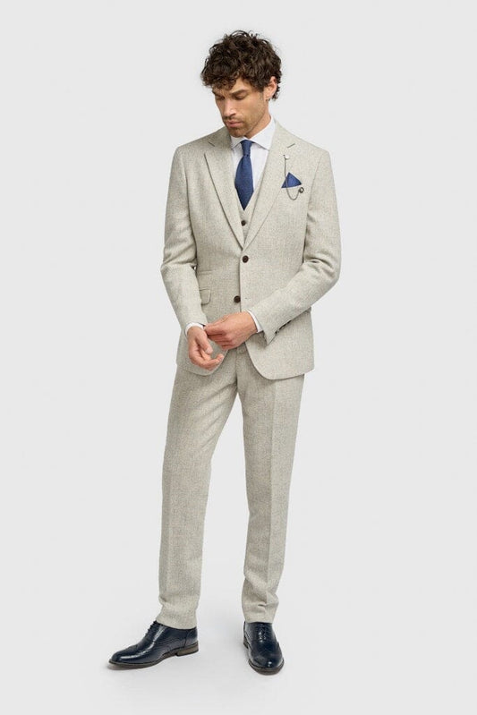 Thomas Pearl Grey Herringbone Jacket - Blazers & Jackets - 