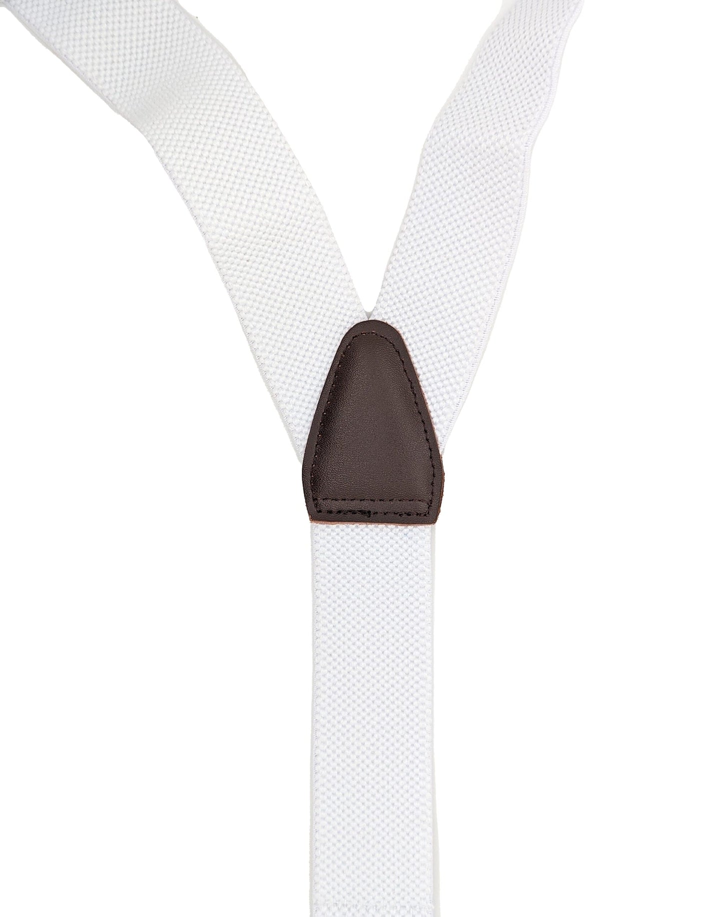 White Leather-Ended Extra Long Braces - Braces - - THREADPEPPER