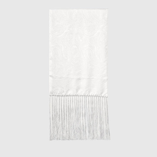 White Paisley Silk Dress Scarf - Scarves - 