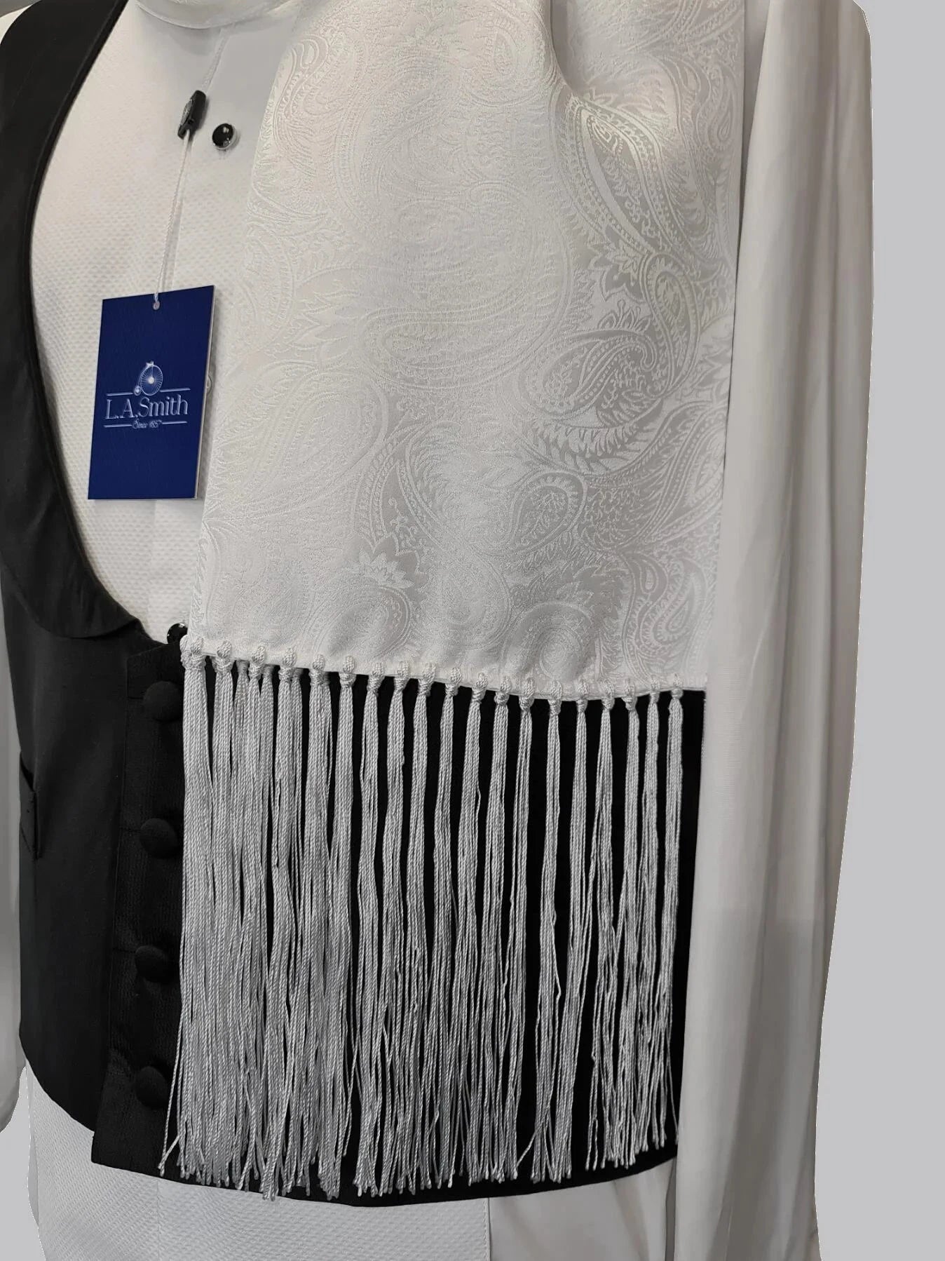 White Paisley Silk Dress Scarf - Scarves - 