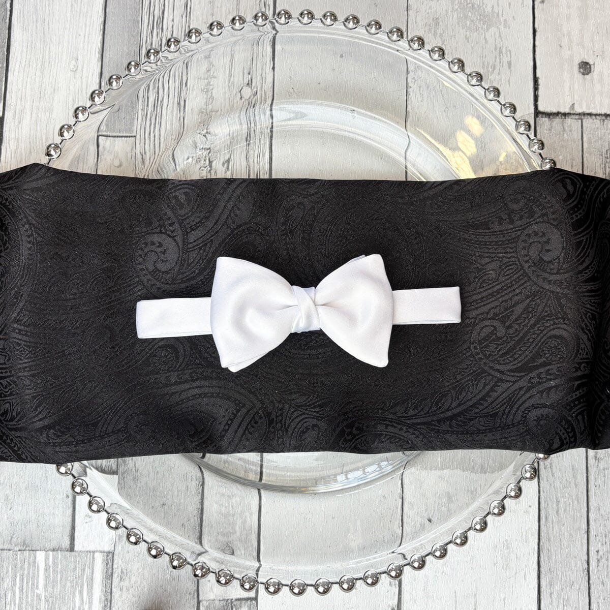White Satin Bow Tie - Bow Ties - 