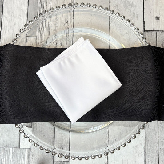 White Satin Pocket Square - Handkerchiefs - 