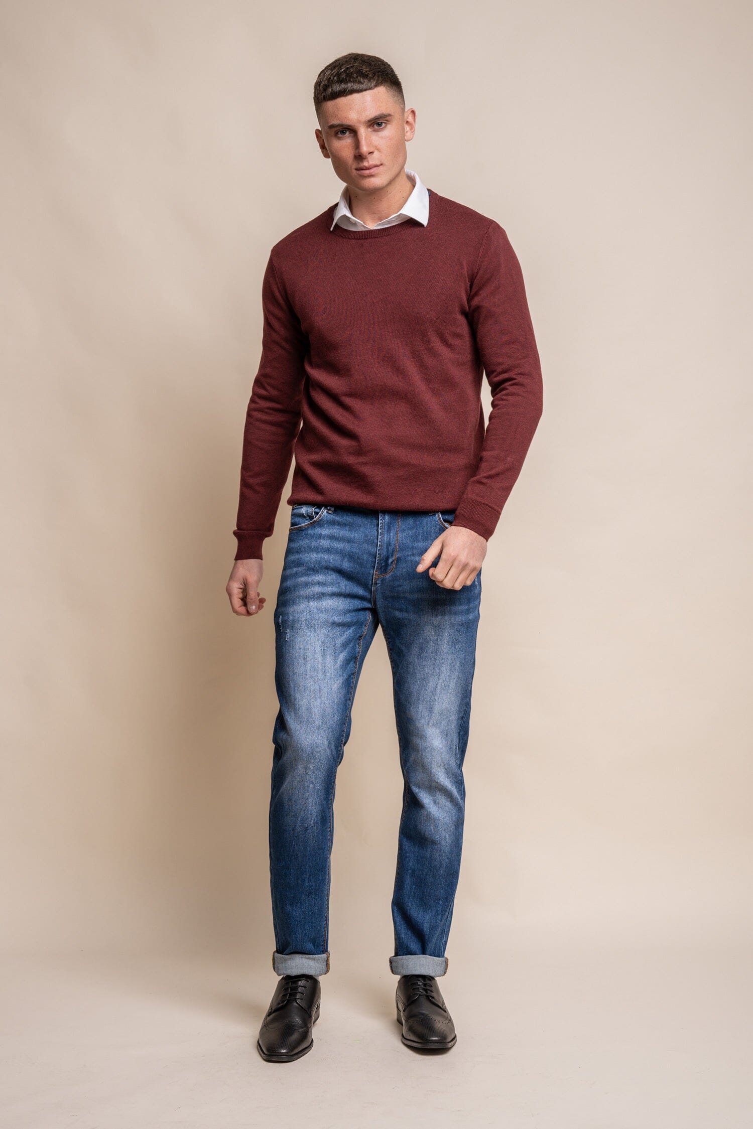 Wine Red Crewneck Jumper - Jumpers - - THREADPEPPER