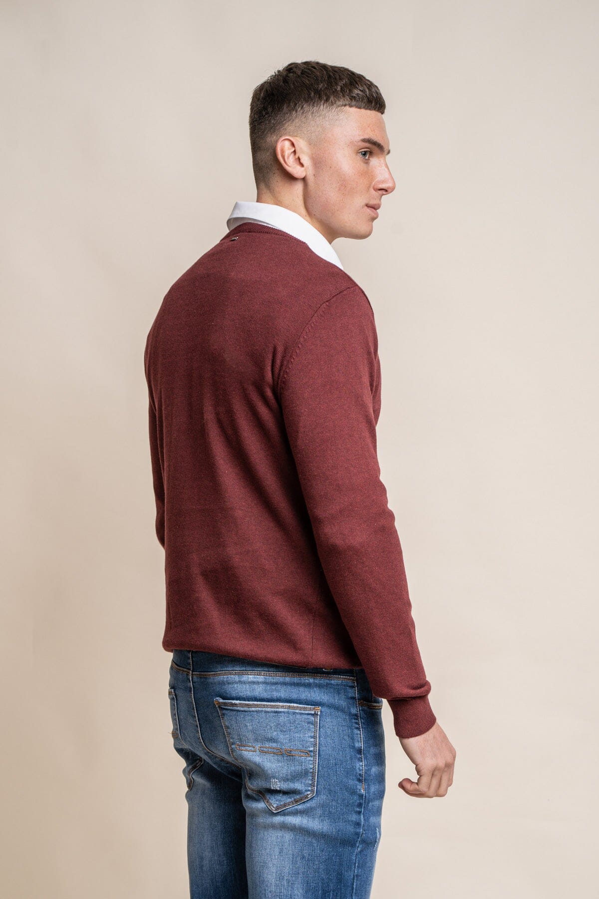 Wine Red Crewneck Jumper - Jumpers - - THREADPEPPER