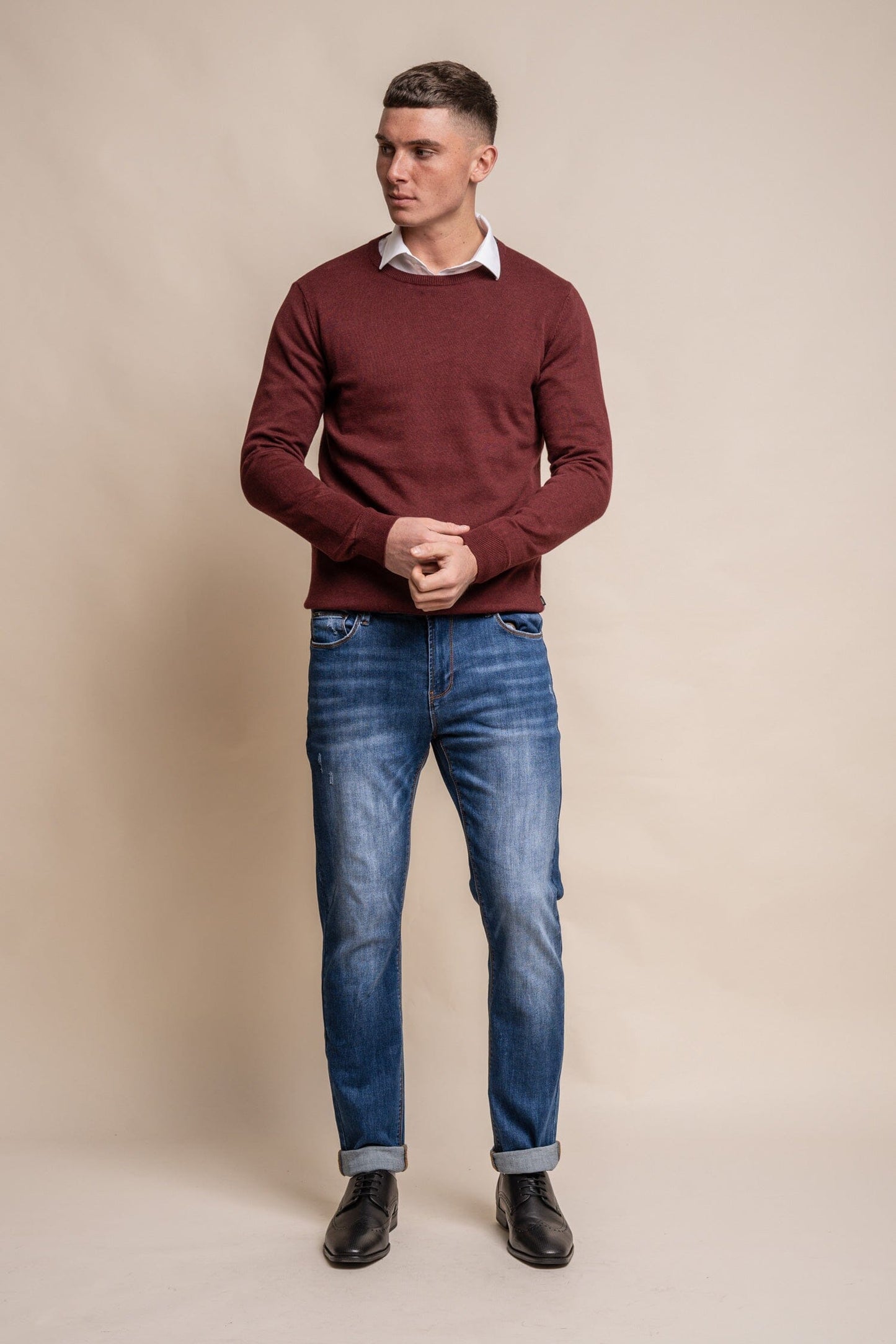 Wine Red Crewneck Jumper - Jumpers - - THREADPEPPER