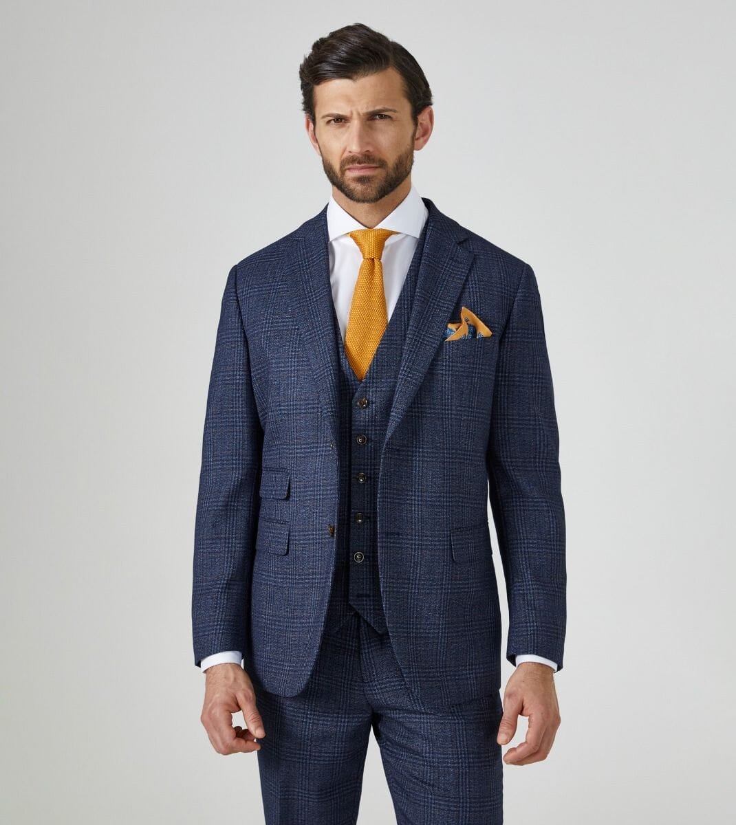 Woolf Blue Check 3 Piece Suit - Suits - 