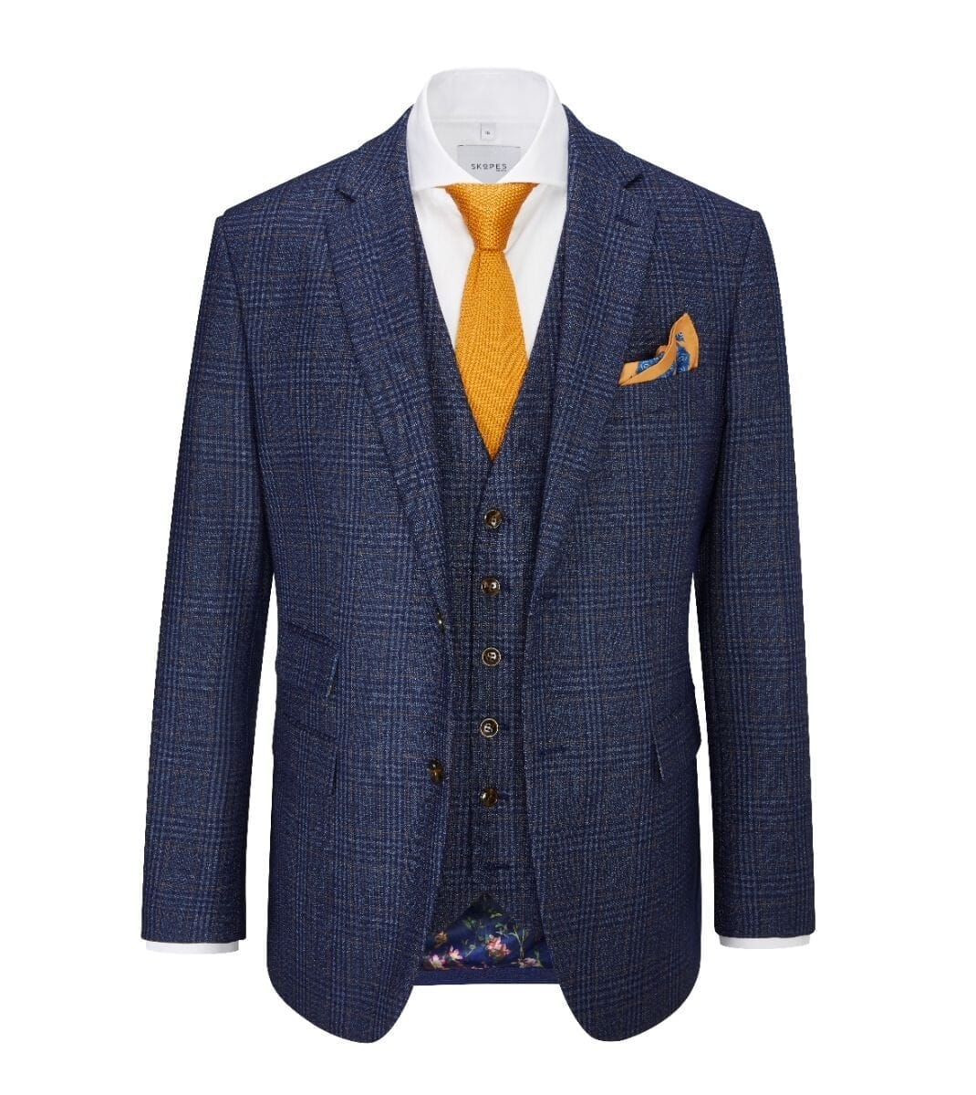 Woolf Blue Check 3 Piece Suit - Suits - 