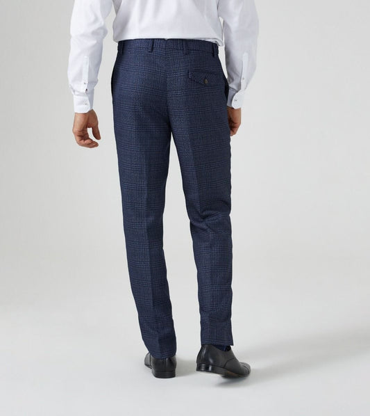 Woolf Blue Check Trousers - STOCK CLEARANCE - Trousers Sale - 
