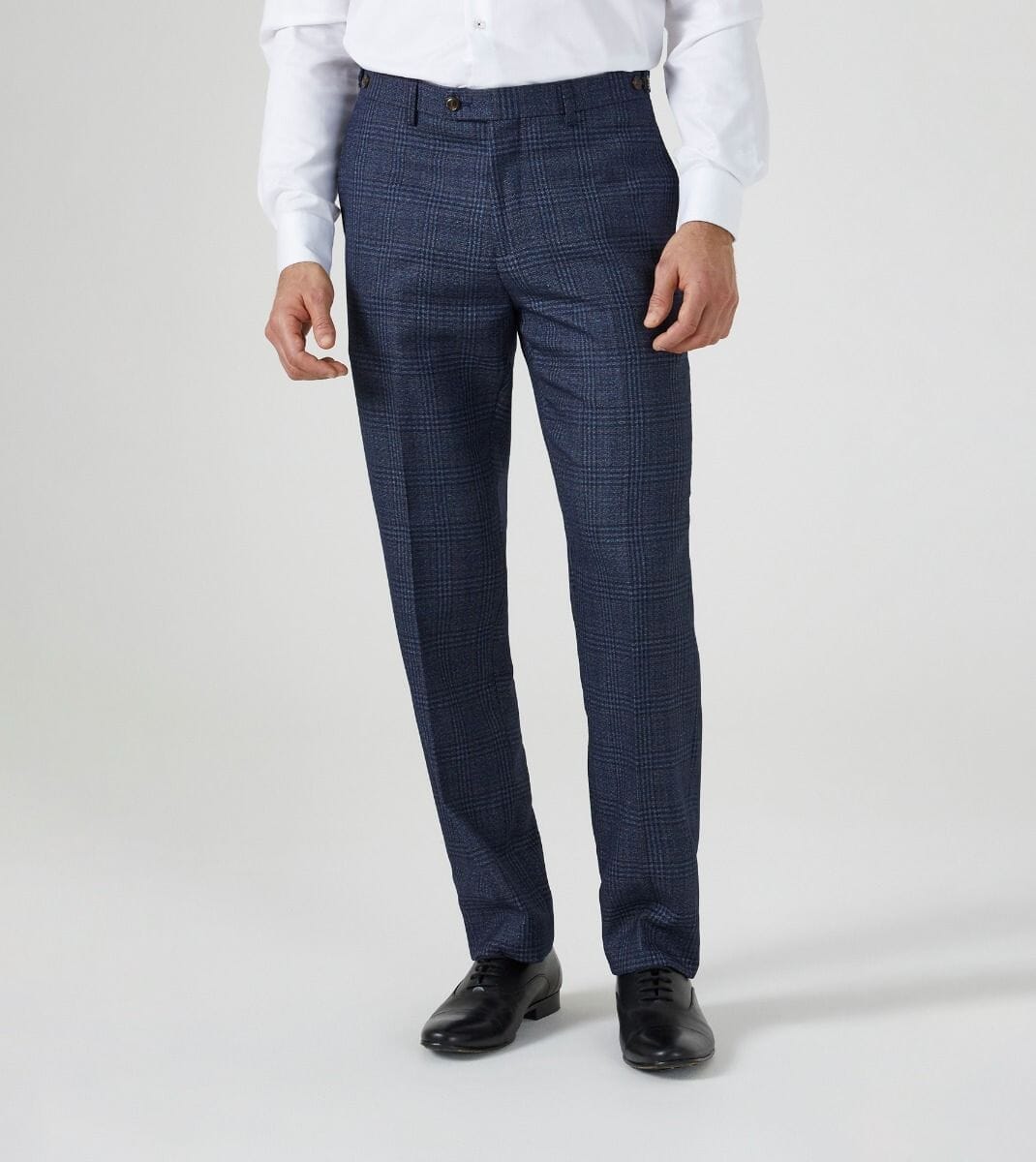 Woolf Blue Check Trousers - STOCK CLEARANCE - Trousers Sale - 28R 