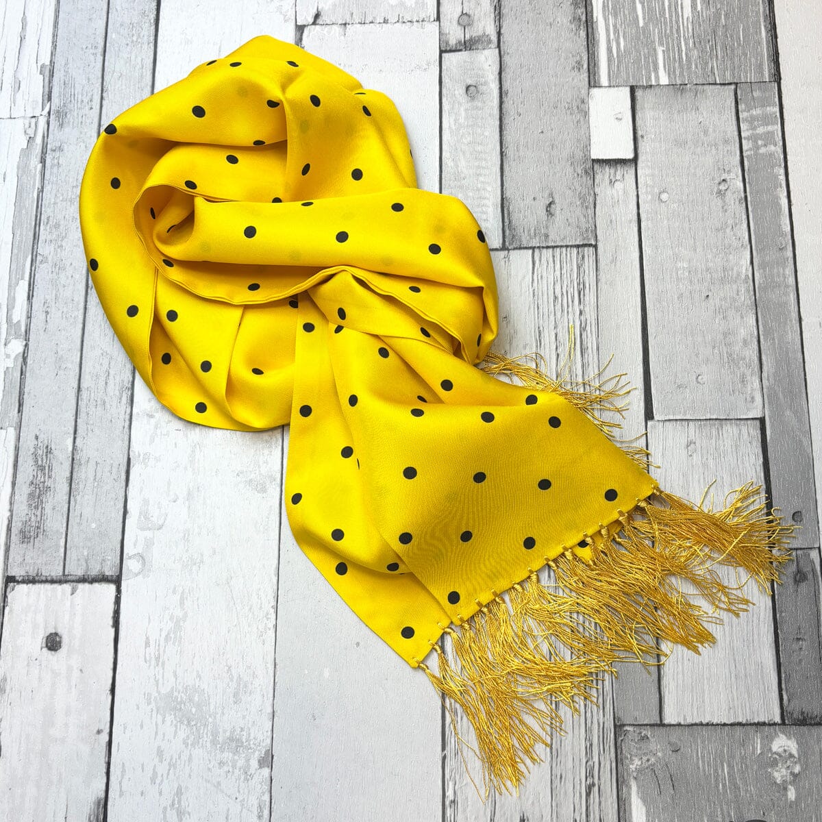 Yellow Dot Silk Scarf - Scarves - 