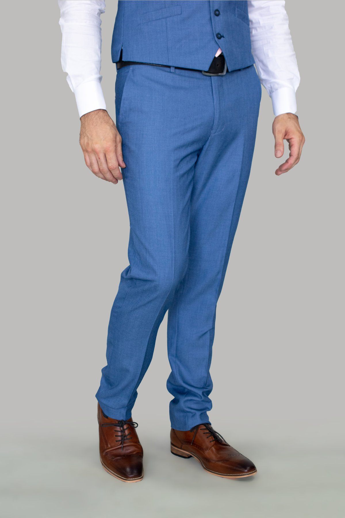 Mid Blue Plain Trousers - STOCK CLEARANCE - Trousers - - THREADPEPPER