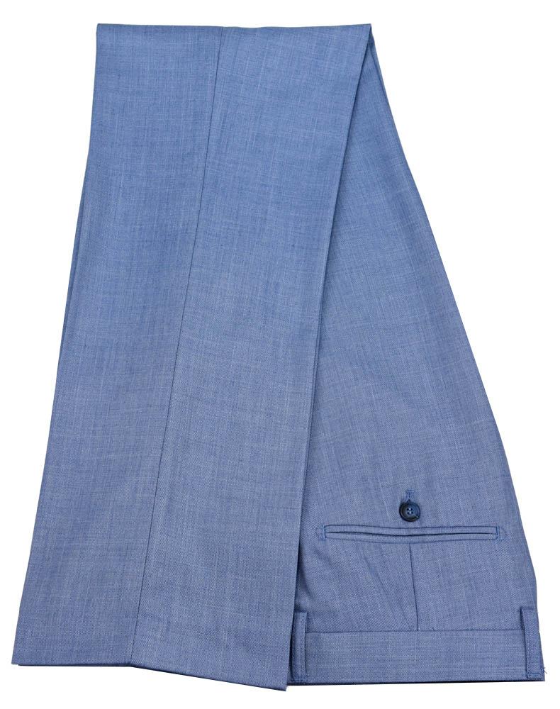 Mid Blue Plain Trousers - STOCK CLEARANCE - Trousers - 34R - THREADPEPPER