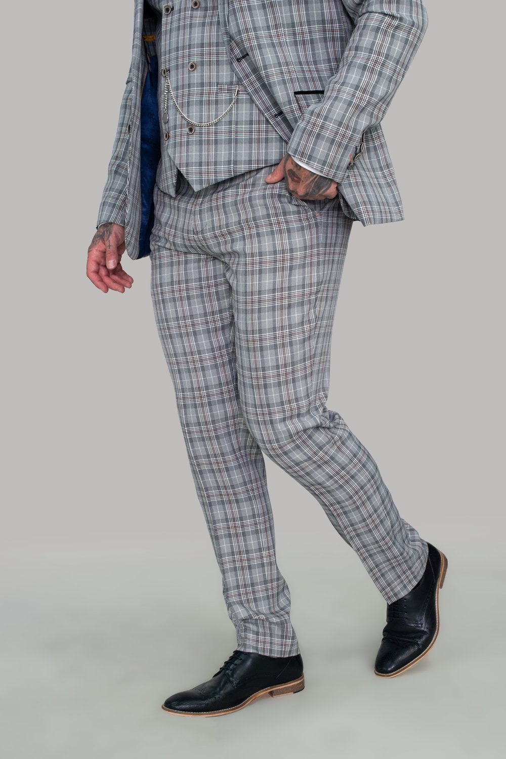 Grey Checked Trousers - STOCK CLEARANCE - Trousers - 36R - THREADPEPPER