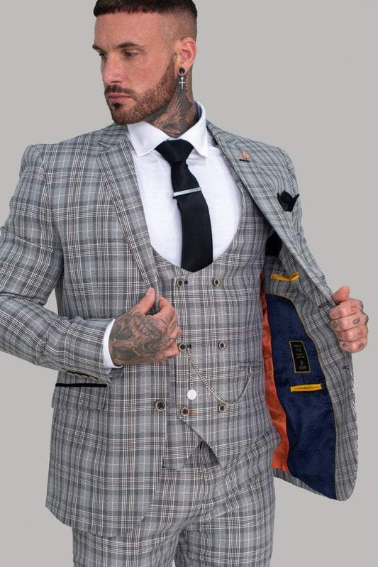 Grey Checked Blazer - STOCK CLEARANCE - Clearance Jackets - - THREADPEPPER