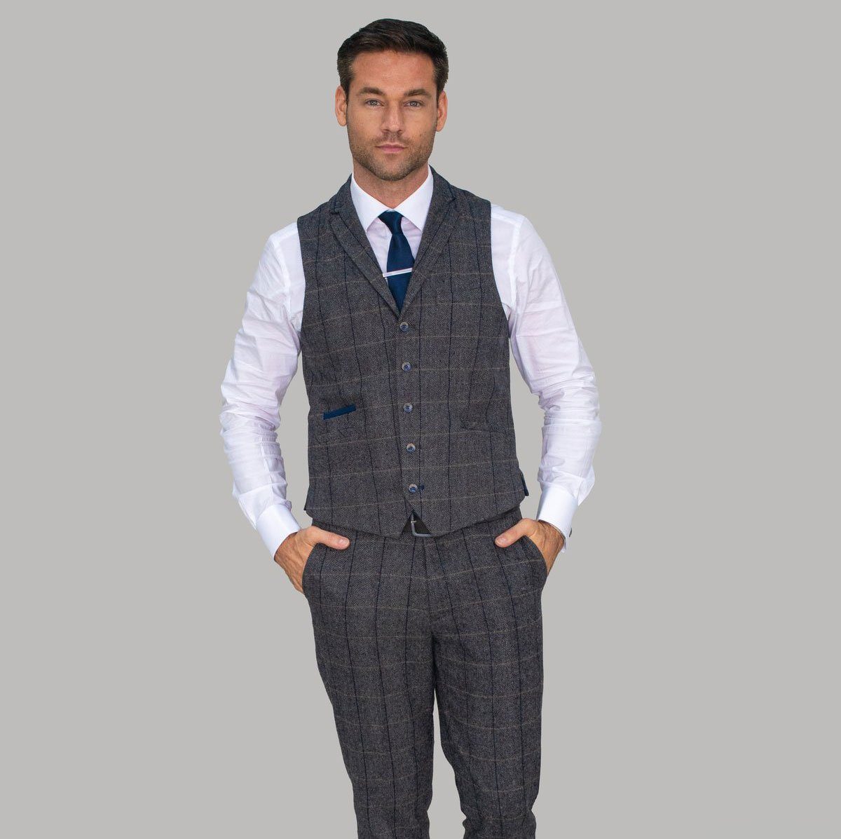 Country Tweed Grey Waistcoat - STOCK CLEARANCE - Waistcoats - 40S - THREADPEPPER