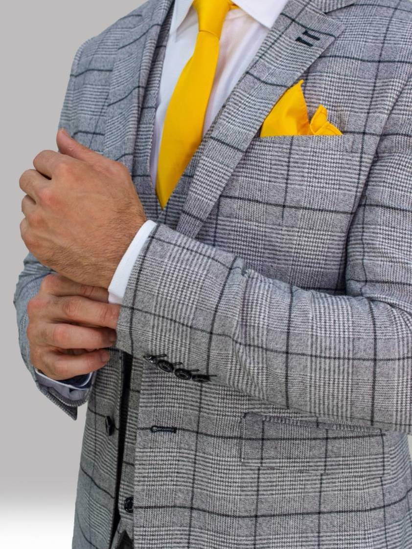 Pale Grey Checked Jacket - STOCK CLEARANCE - Clearance Jackets - 42R - THREADPEPPER