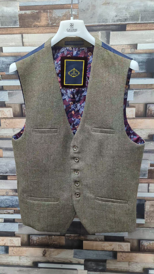 Gaston Sage Tweed Waistcoat