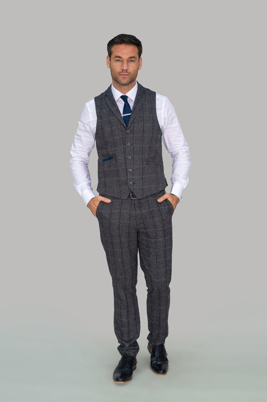 Albert Grey Tweed Waistcoat - Waistcoats - 34R - THREADPEPPER