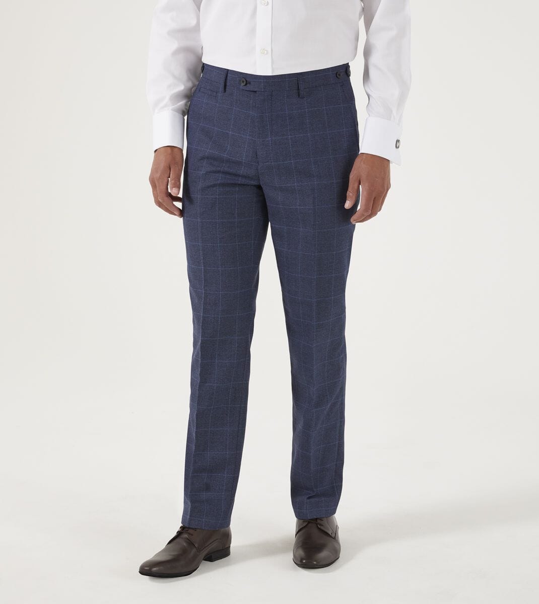 Anello Blue Prince Of Wales Check Trousers - Trousers - 28R - THREADPEPPER