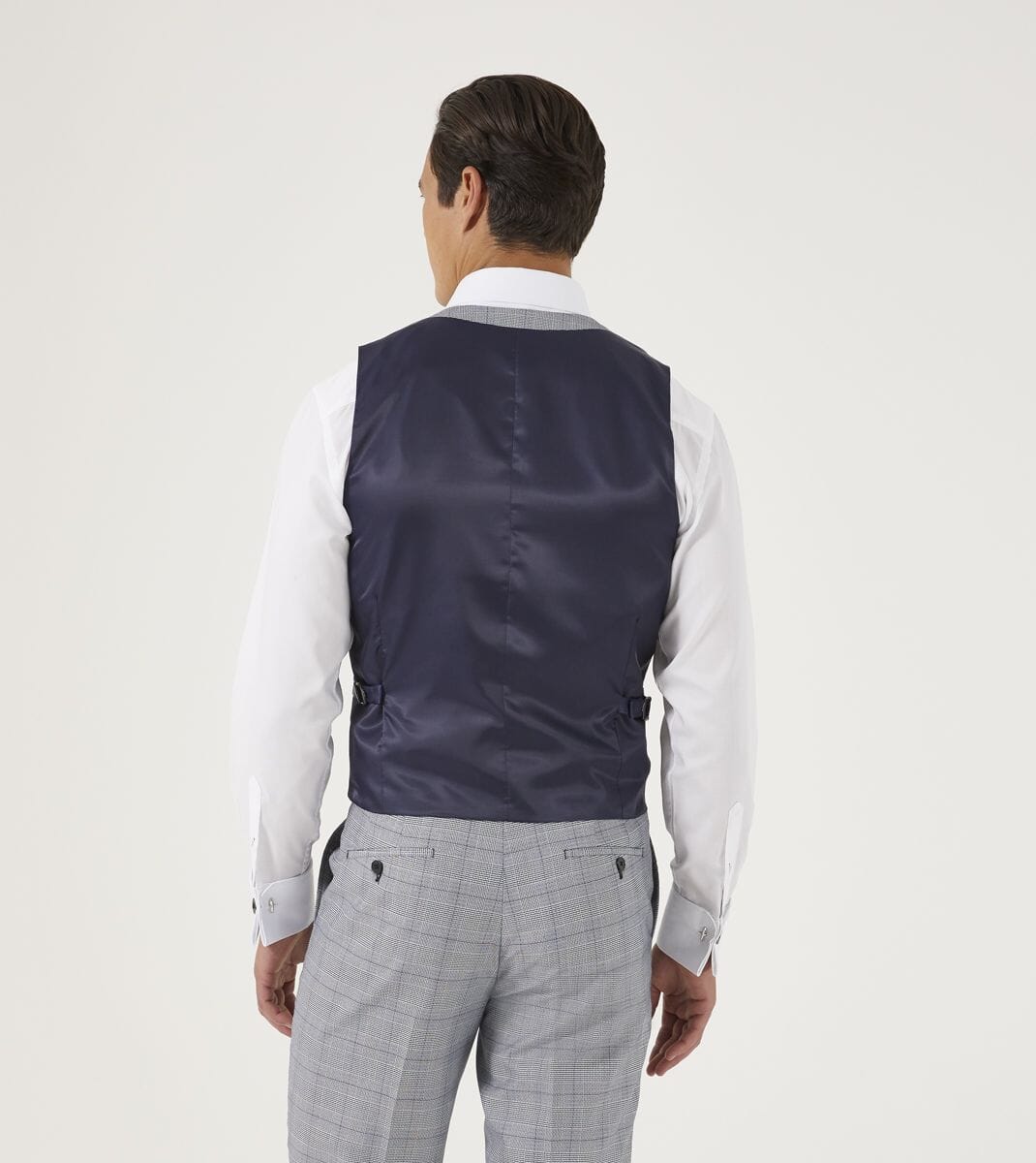 Anello Grey Prince Of Wales Check Waistcoat - Waistcoats - - THREADPEPPER