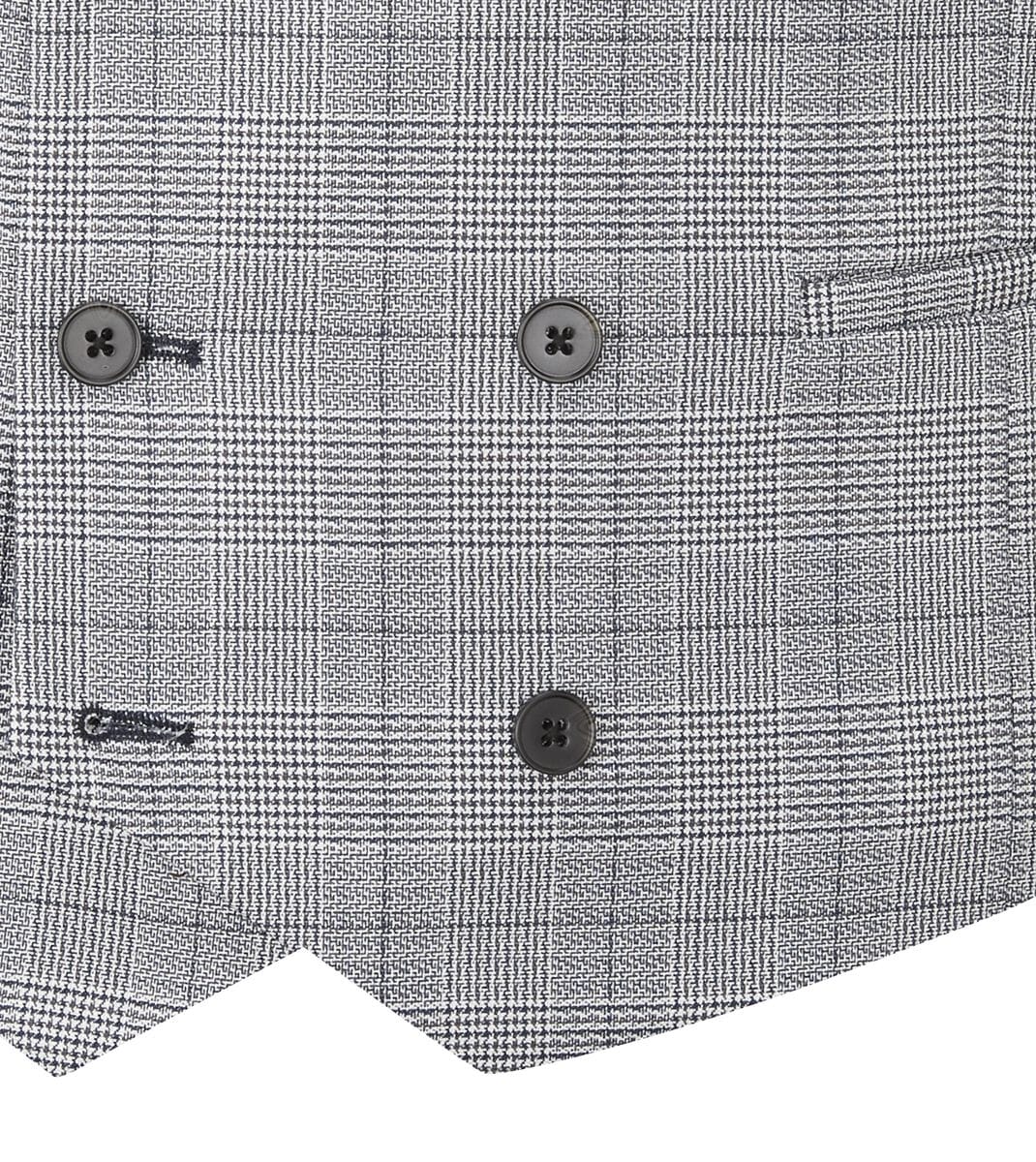 Anello Grey Prince Of Wales Check Waistcoat - Waistcoats - - THREADPEPPER