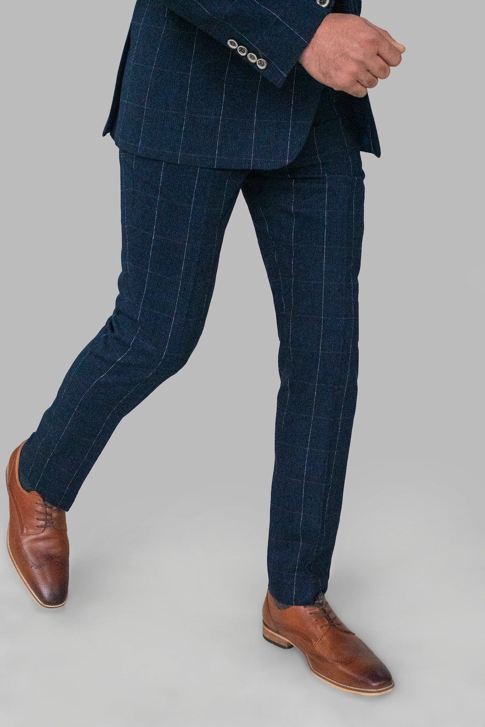 Navy Check Tweed Trousers - STOCK CLEARANCE - Trousers - 30R - THREADPEPPER