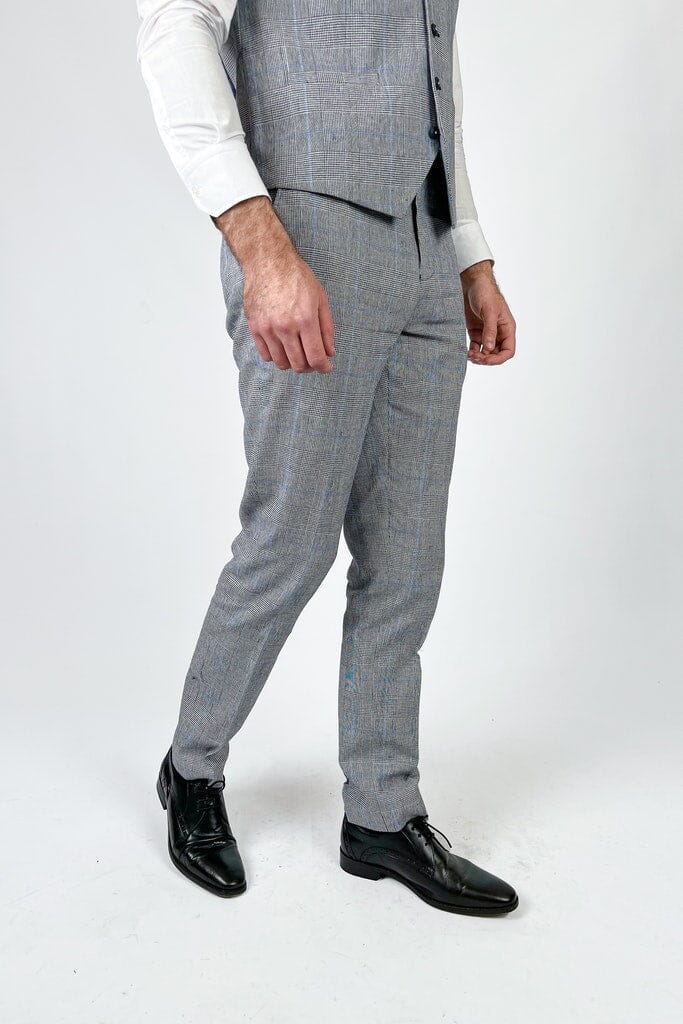 Arriga Grey Checked Trousers - Trousers - 34R - THREADPEPPER