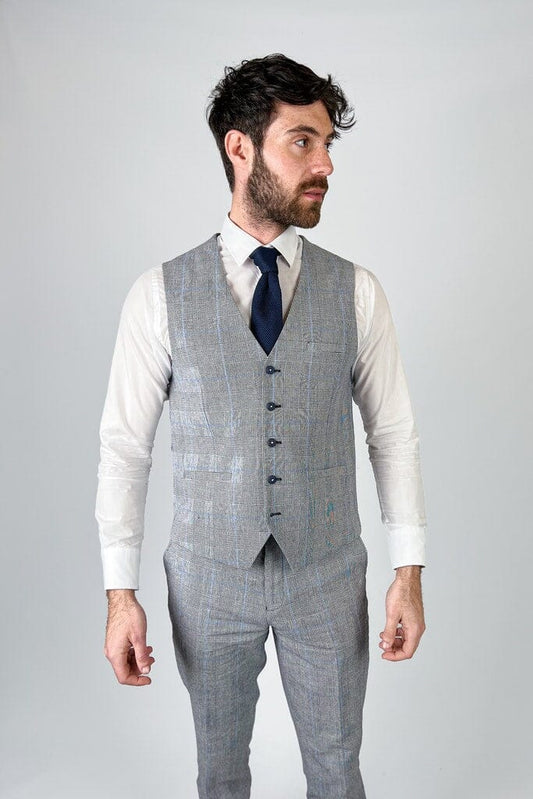 Arriga Grey Checked Waistcoat - Waistcoats - 34R - THREADPEPPER